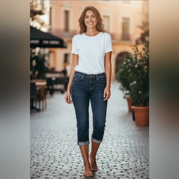 Levi's Denizen Modern Skinny Dark Blue Cropped Jeans Size 10 W30 EUC - Picture 1 of 5